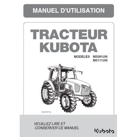 Manuel d'utilisateur Kubota M5001 Narrow - Version digitale Manuels pour tracteurs