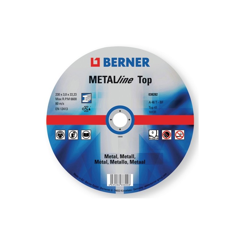 Disques à tronçonner métal MATALine 125x1.6x22.2 Berner (25 pièces) Disqueuses