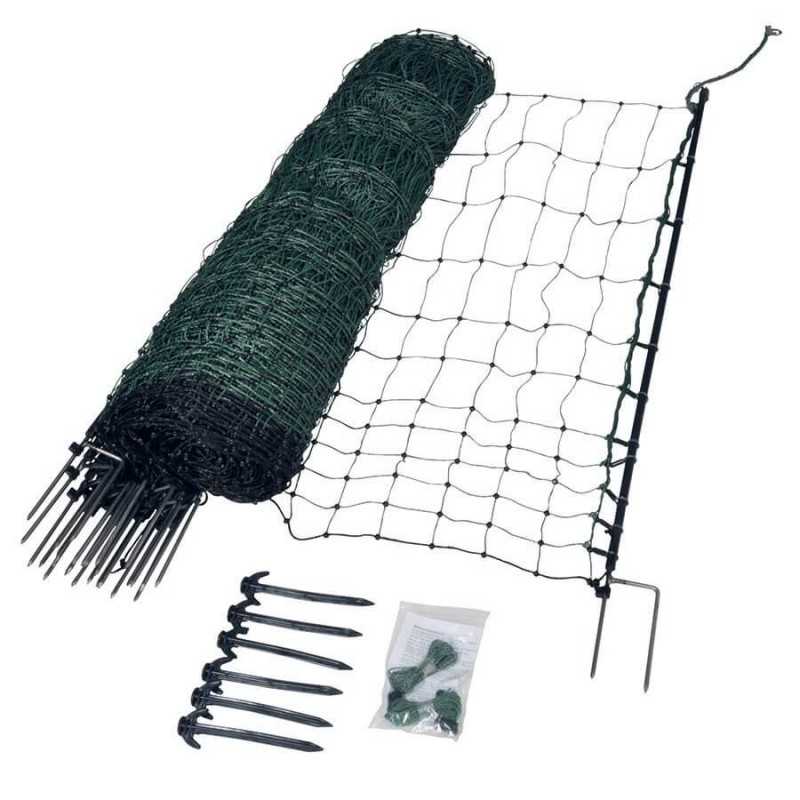 Filet volaille 50m, double pointe, 112 cm (vert) Filets clôtures électriques