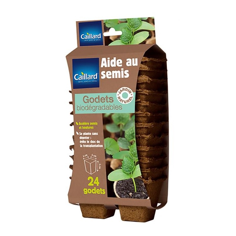 24 godets carrés biodégradables Pots, godets et sacs