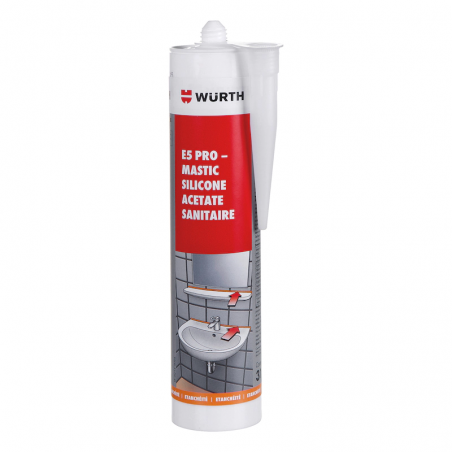 Mastic silicone acétate sanitaire E5 Pro Wurth Colles