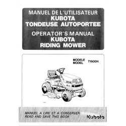 Manuel d'utilisateur tondeuse Kubota T1600H - Version papier Manuels espaces verts