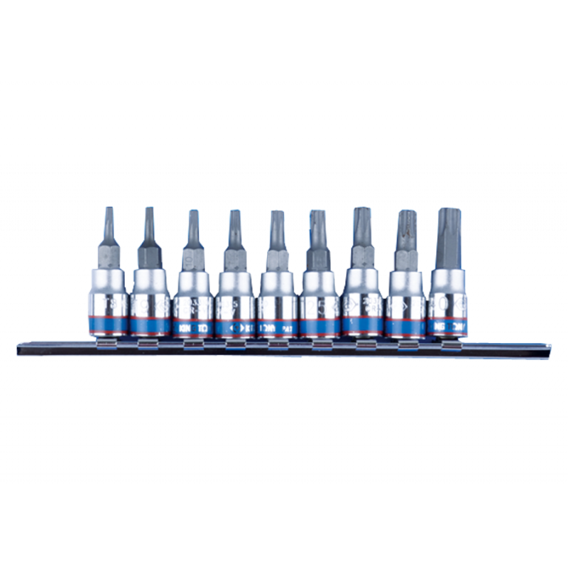 Jeu de douilles tournevis TORX® 1/4" sur rail - 9 pièces Douilles et accessoires